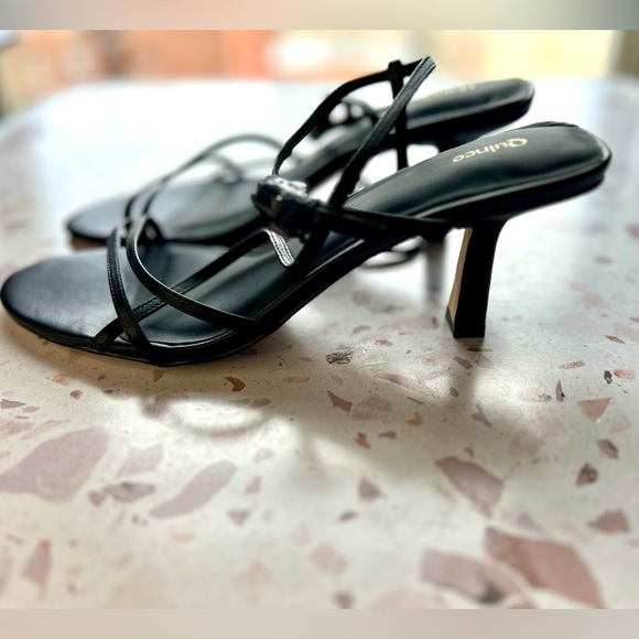 New Quince Women’s Leather Black Strappy Heels Size 10 - Picture 5 of 9